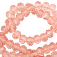 Faceted glass beads 6x4mm disc Smashing pink-pearl shine coating